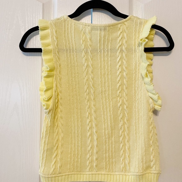 Zara Woman’s Ruffled Cable knit Cropped Top Yellow Size Medium - Picture 2 of 12